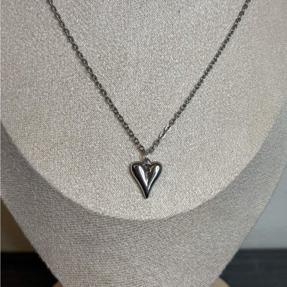 Handmade Silver Heart Necklace | 18 Inches | Waterproof & Tarnish Resistant - Picture 2 of 5